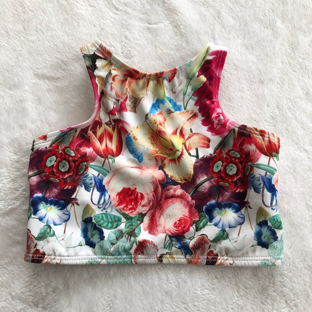 Kortni Jeane 12-18 mini racer back swim top floral